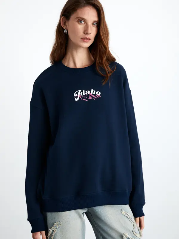 Grimelange Grimelange Sweater majica  mornarsko plava / roza / bijela