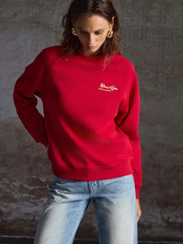 Grimelange Grimelange Sweater majica  pastelno žuta / crvena