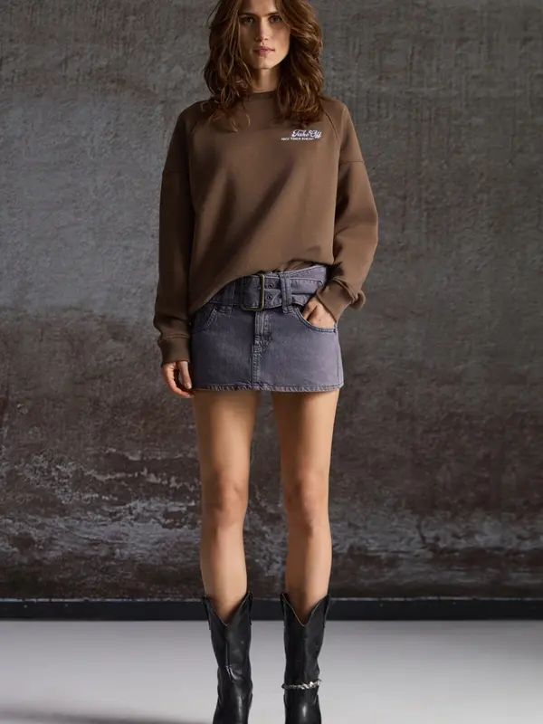 Grimelange Grimelange Sweater majica  svijetloplava / čokolada