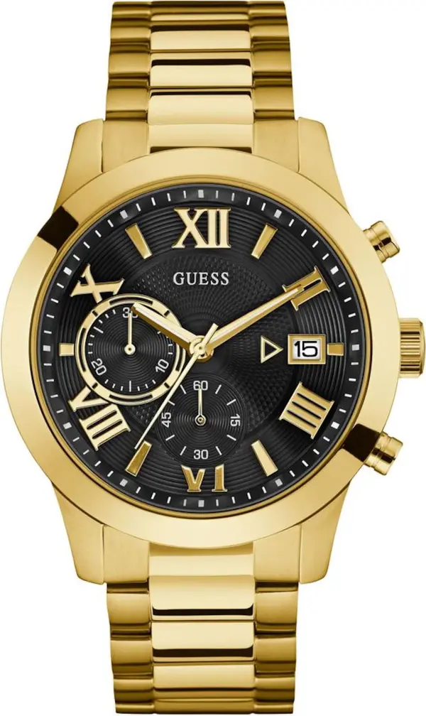 GUESS GUESS Analogni sat 'Atlas'  zlatna / crna