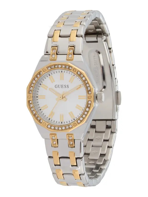 GUESS GUESS Analogni sat 'Bejeweled'  zlatna / srebro