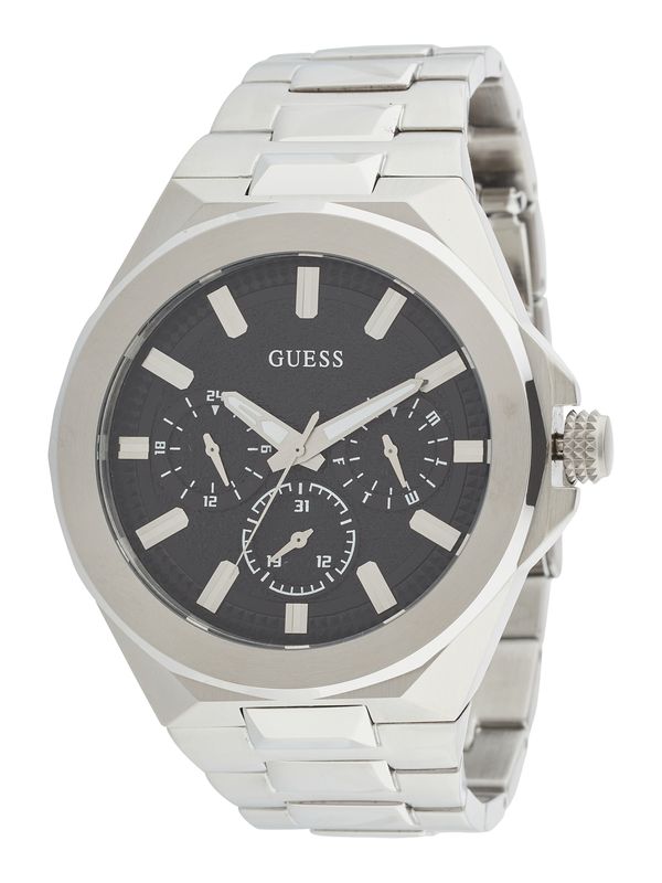 GUESS GUESS Analogni sat  crna / srebro