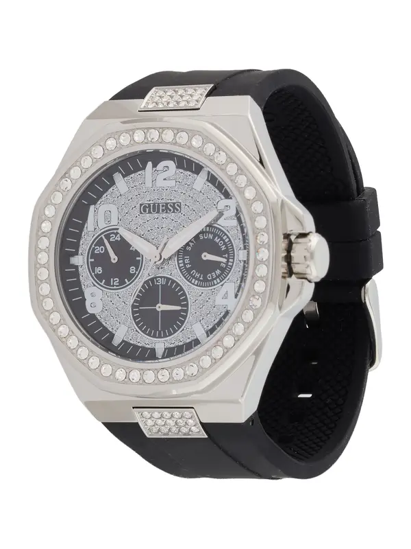GUESS GUESS Analogni sat 'EMPIRE'  crna / srebro