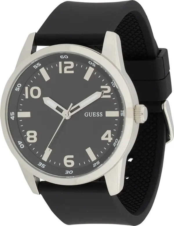GUESS GUESS Analogni sat 'Monte'  crna / srebro / bijela