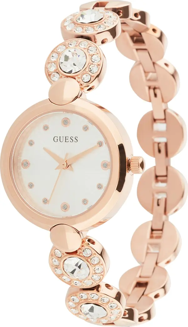 GUESS GUESS Analogni sat 'Stardom'  rozo zlatna / crna / bijela