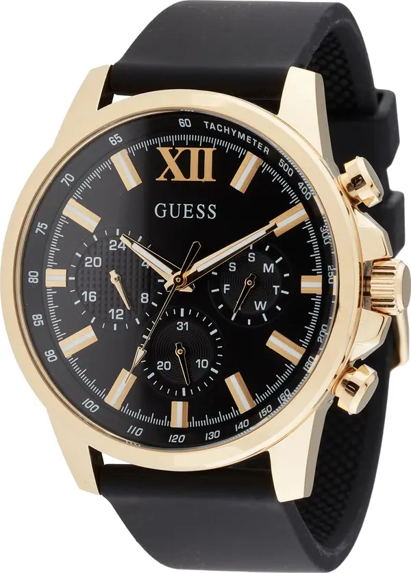 GUESS GUESS Analogni sat 'Walker'  zlatna / svijetlosiva / crna