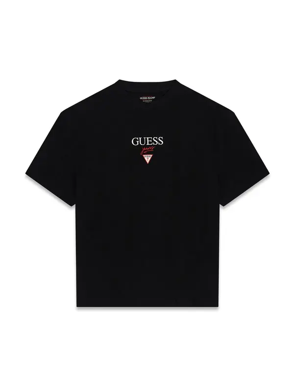 GUESS JEANS GUESS JEANS Majica 'BAKER'  tamno crvena / crna / bijela