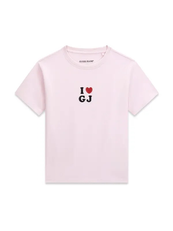 GUESS JEANS GUESS JEANS Majica 'I LOVE GJ'  šljiva / krvavo crvena / crna