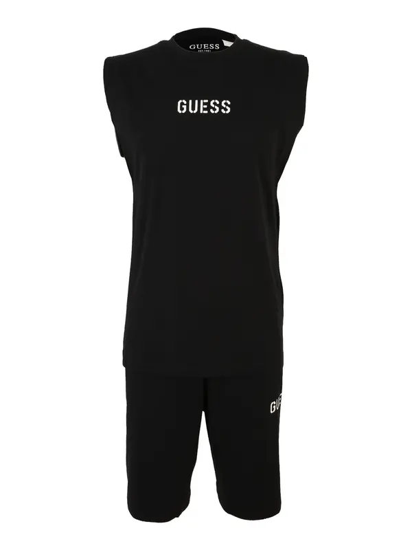 GUESS GUESS Kratka pidžama 'MALCOLM'  crna / bijela