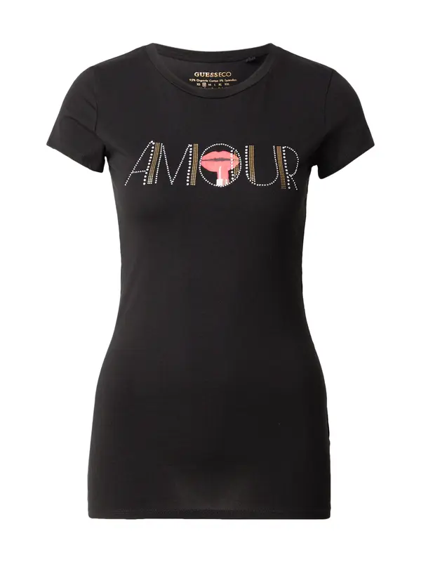 GUESS GUESS Majica 'AMOUR'  zlatna / svijetlocrvena / crna / srebro