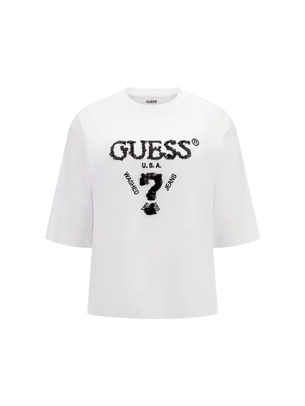 GUESS GUESS Majica 'AURELIE'  crna / bijela
