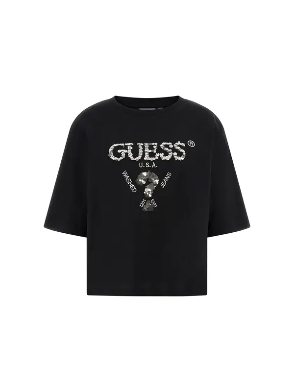 GUESS GUESS Majica 'Aurelie'  crna / srebro