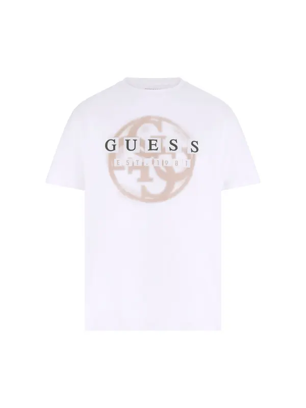GUESS GUESS Majica  bež / tamno zelena / bijela