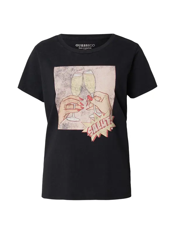 GUESS GUESS Majica 'CLINK EASY'  svijetložuta / rosé / svijetlocrvena / crna