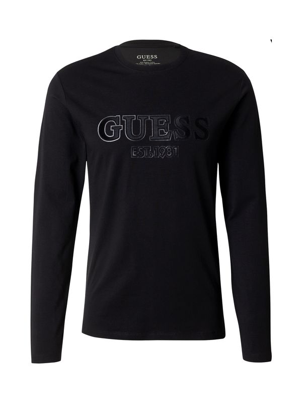 GUESS GUESS Majica  crna / crna melange / srebro