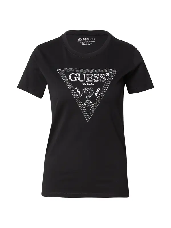 GUESS GUESS Majica  crna / srebro / bijela