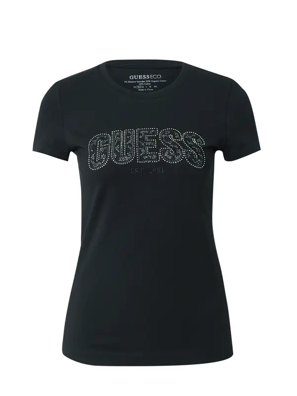 GUESS GUESS Majica  crna / srebro