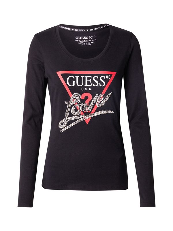 GUESS GUESS Majica  crvena / crna / srebro / bijela