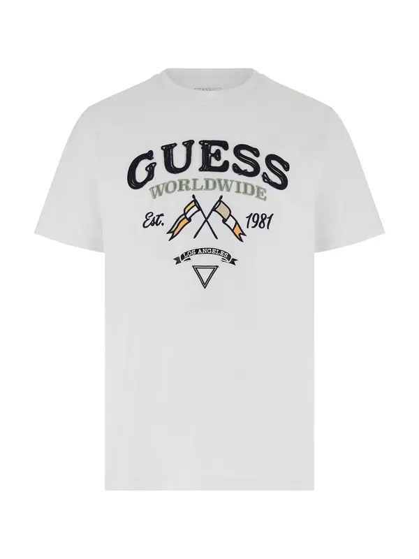 GUESS GUESS Majica 'FLAGS AND CORD'  mornarsko plava / pastelno zelena / narančasta / bijela