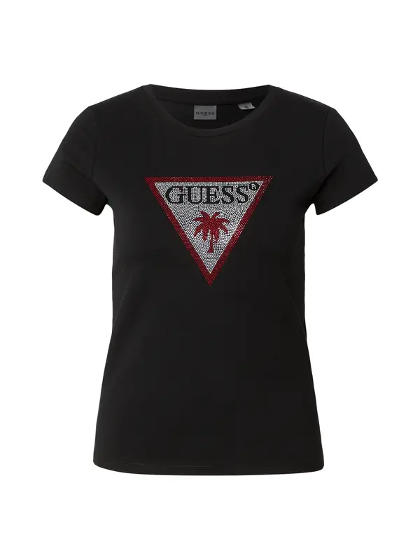 GUESS GUESS Majica  merlot / crna / srebro