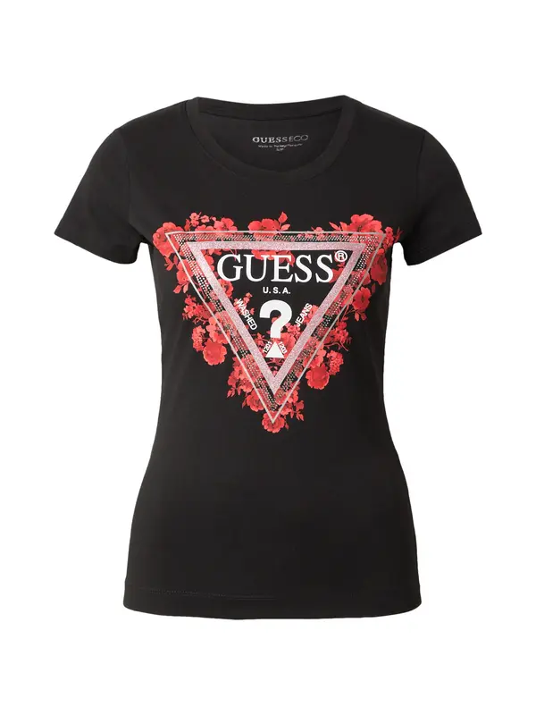 GUESS GUESS Majica  purpurna / lubenica roza / crna / bijela