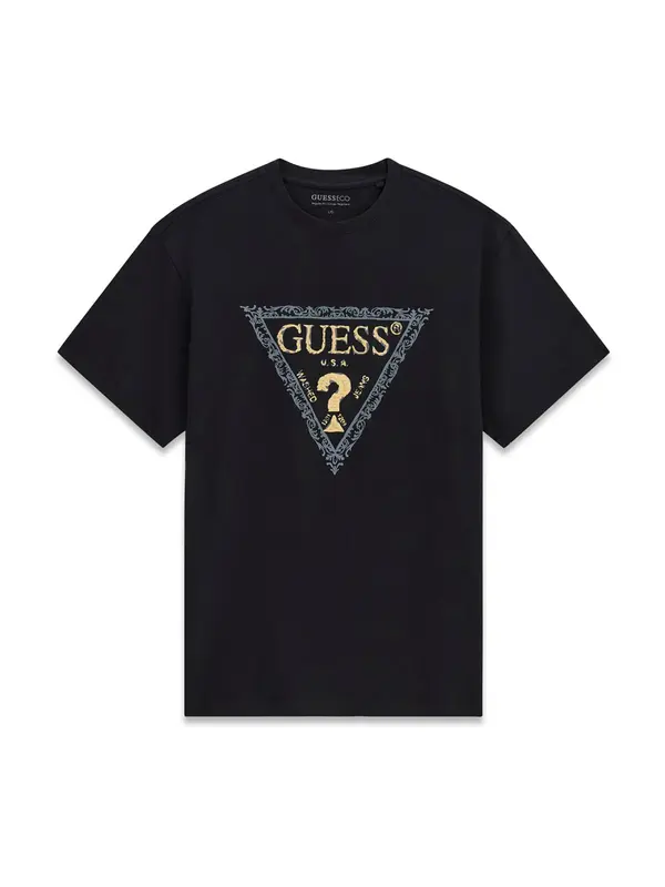 GUESS GUESS Majica  sivkasto plava / svijetložuta / crna
