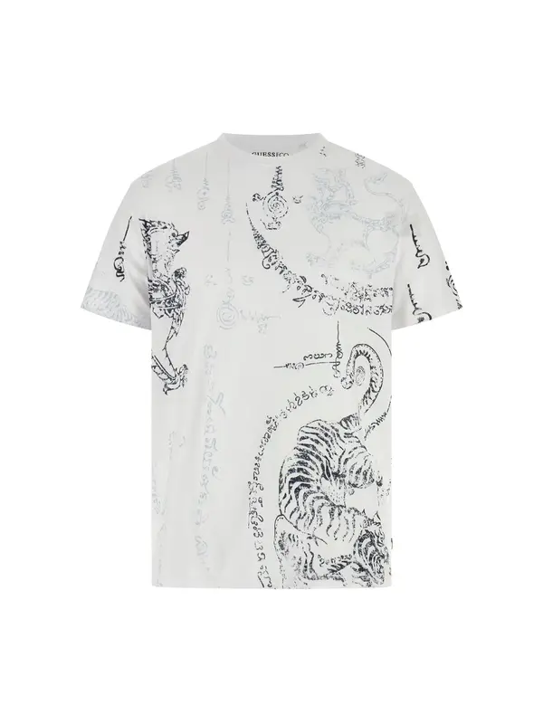 GUESS GUESS Majica 'Southeast Burnout'  opal / crna / bijela