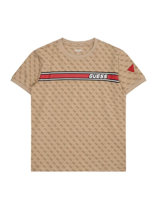 GUESS GUESS Majica  svijetlobež / smeđa / crvena / crna