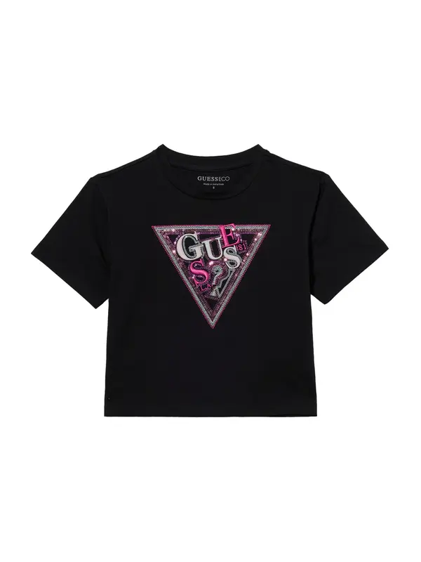 GUESS GUESS Majica  svijetlosiva / roza / magenta / crna