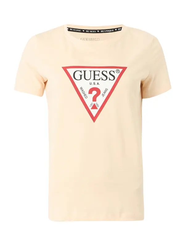 GUESS GUESS Majica  svijetložuta / hrđa / crna / prljavo bijela