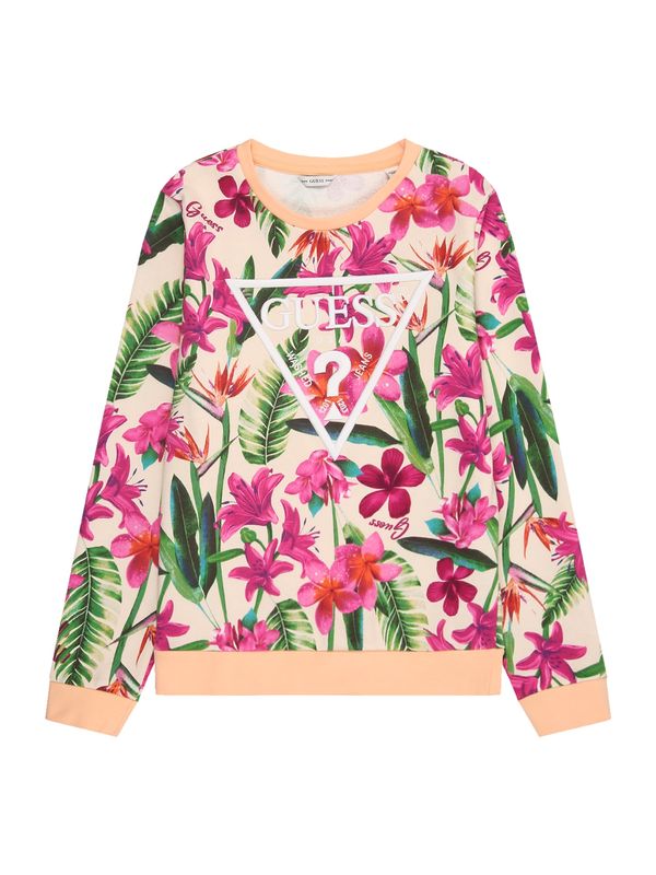 GUESS GUESS Majica  tamno zelena / puder roza / tamno roza / bijela