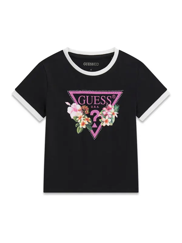 GUESS GUESS Majica  žad / svijetloroza / crna / prljavo bijela