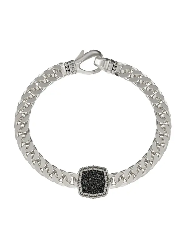GUESS GUESS Narukvica 'OCTAGON PAVE'  crna / srebro