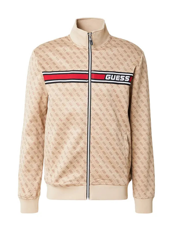 GUESS GUESS Sportski gornji dio trenirke 'Korbin'  cappuccino / crvena / crna / bijela