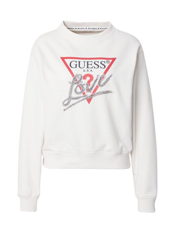 GUESS GUESS Sweater majica  boja pijeska / svijetlo crvena / crna / srebro
