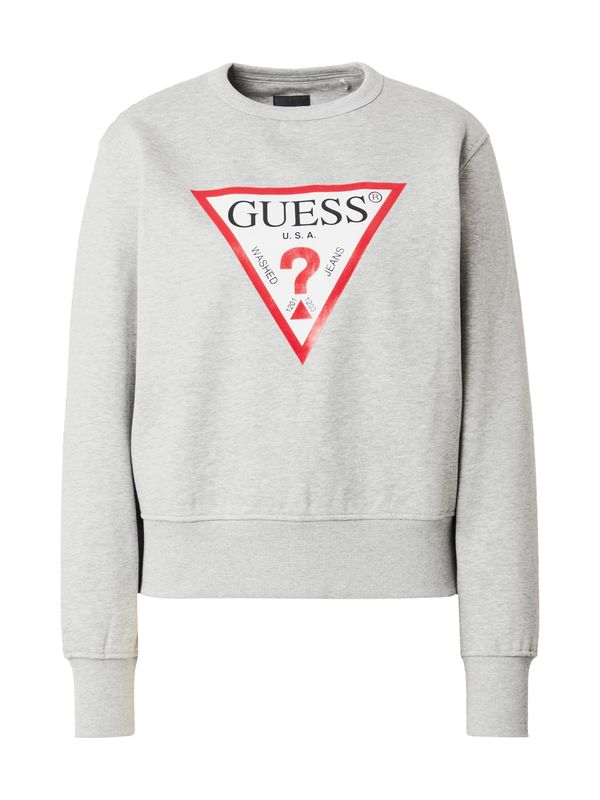 GUESS GUESS Sweater majica 'ORIGINAL'  siva melange / crvena / crna / bijela