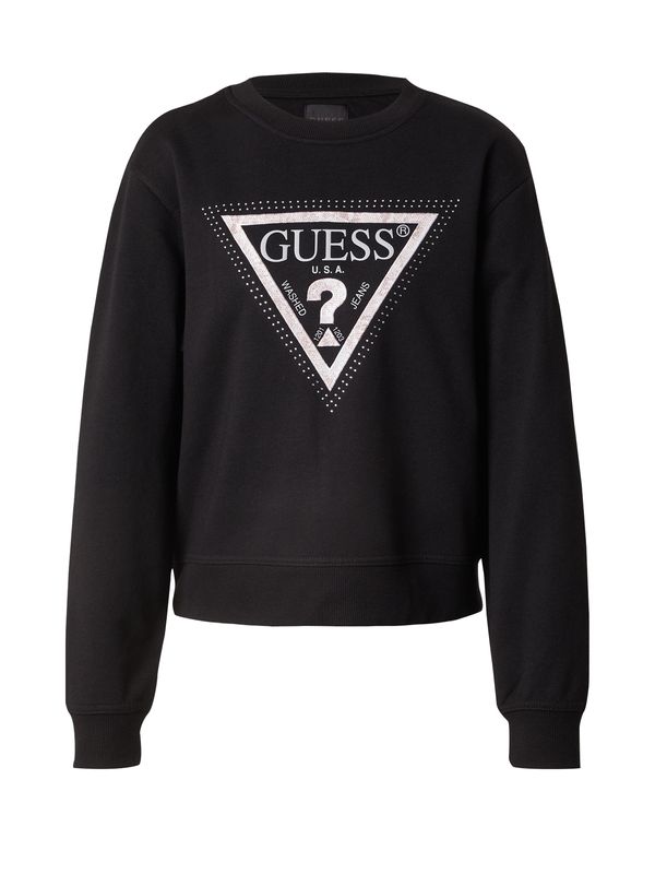 GUESS GUESS Sweater majica 'PYTHON'  siva / crna / srebro