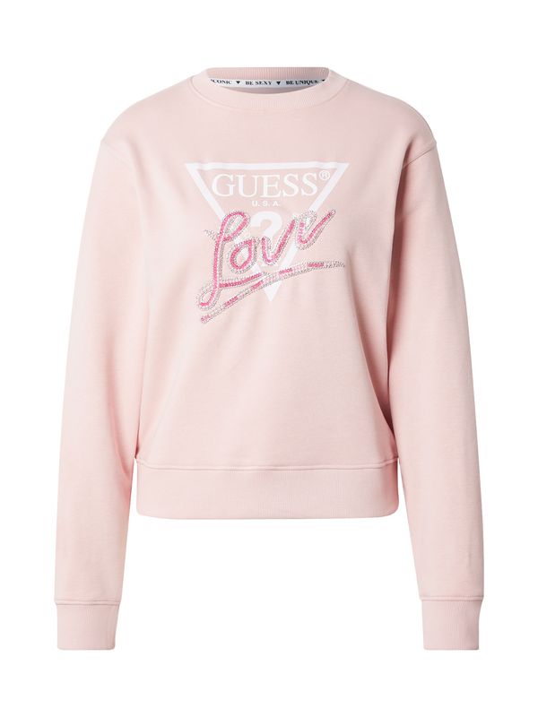 GUESS GUESS Sweater majica  roza / roza / srebro / bijela