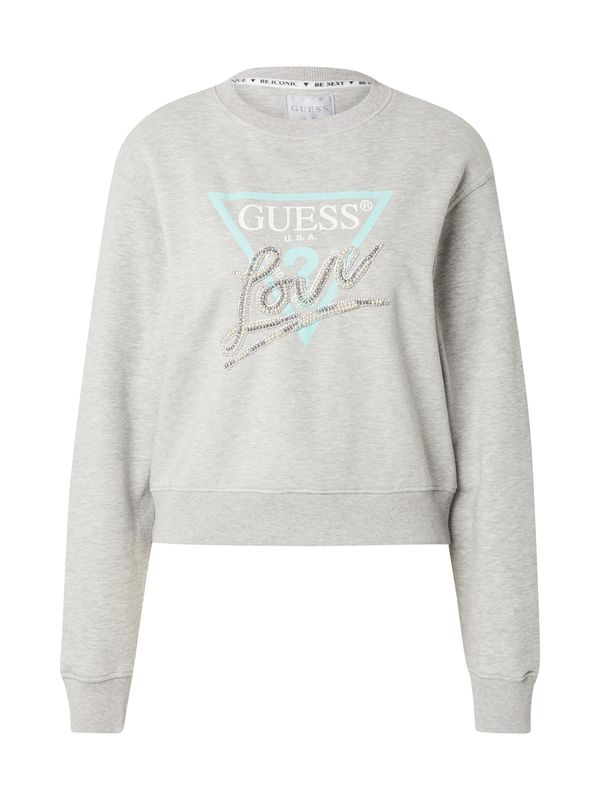 GUESS GUESS Sweater majica  tirkiz / siva melange / srebro / bijela