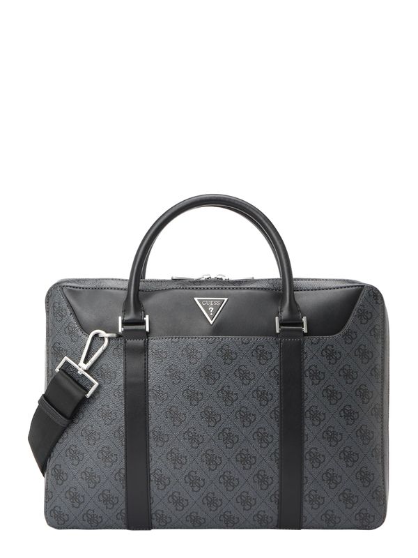 GUESS GUESS Torba za laptop 'Vezzola'  tamo siva / crna / srebro