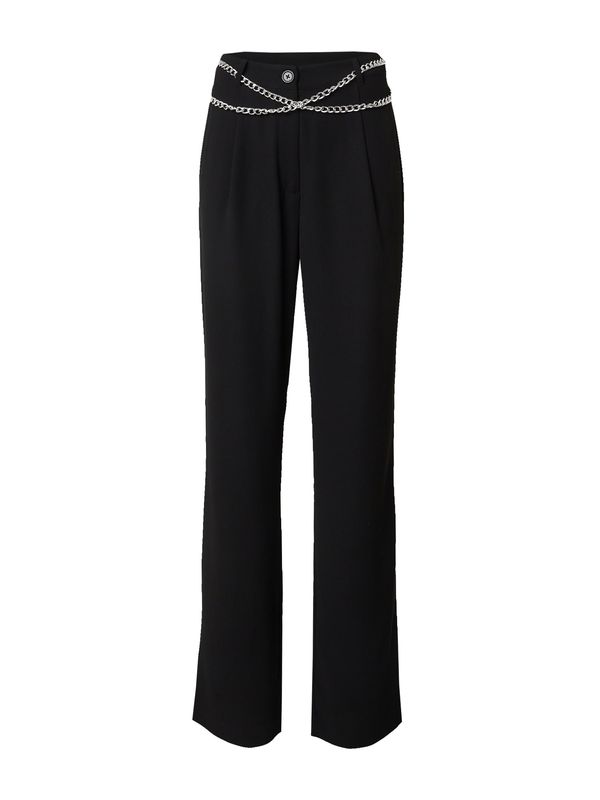 Guido Maria Kretschmer Women Guido Maria Kretschmer Women Hlače s naborima 'Floriane'  crna / srebro