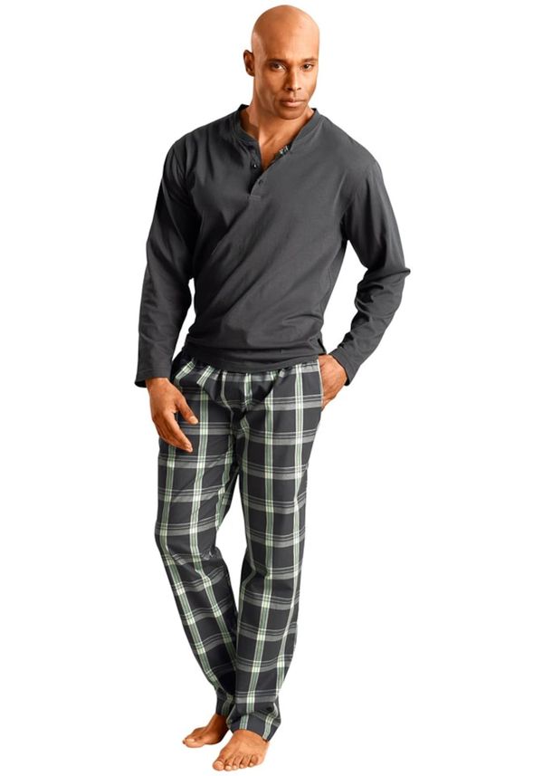 H.I.S H.I.S Duga pidžama  siva / zelena