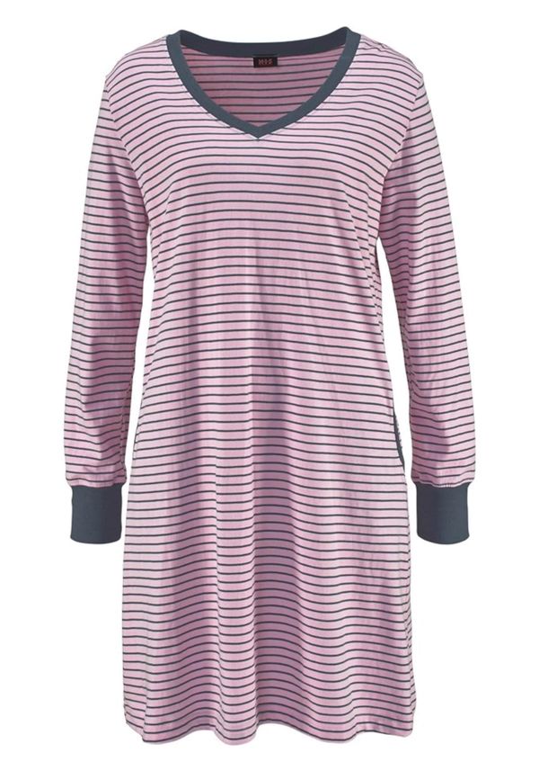 H.I.S H.I.S Spavaćica košulja  tamo siva / roza / bijela