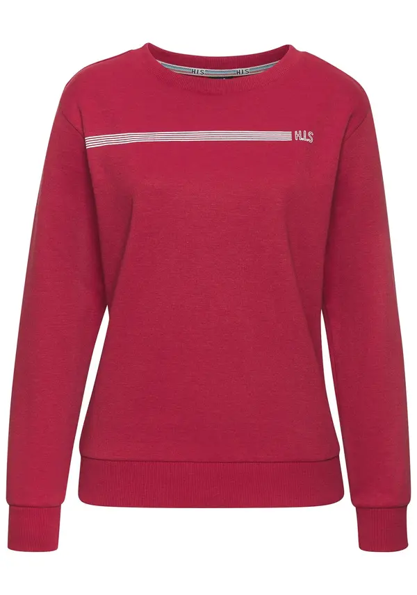 H.I.S H.I.S Sweater majica  karmin crvena / bijela
