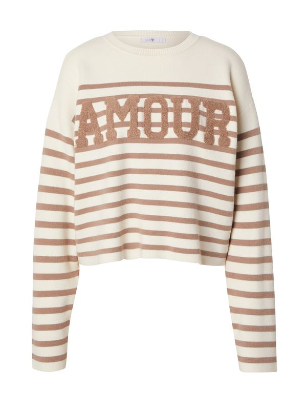 Hailys Hailys Pulover 'Am44our'  svijetlosmeđa / bijela