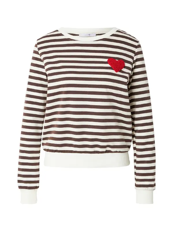 Hailys Hailys Sweater majica 'Ne44va'  čokolada / crvena / bijela