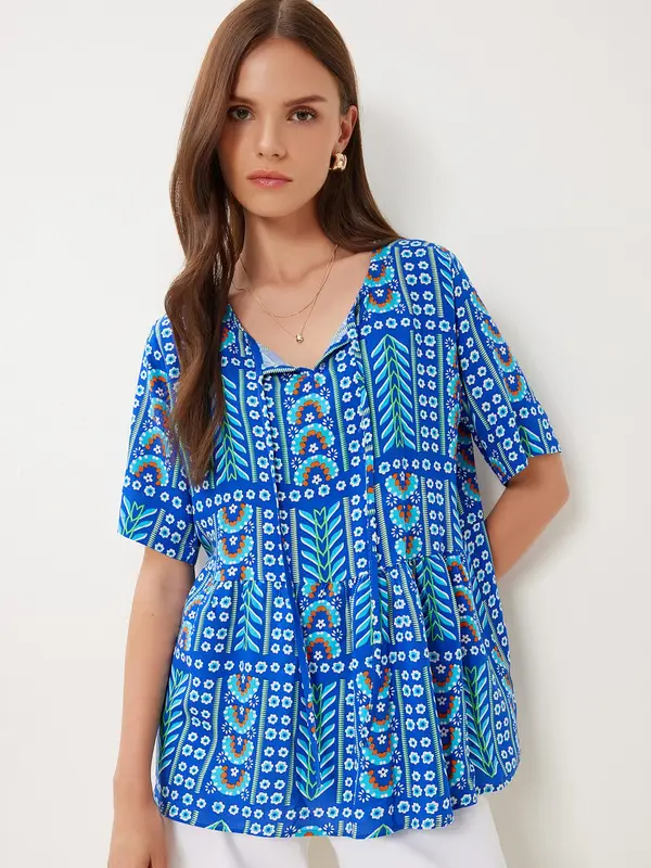 Happiness İstanbul Happiness İstanbul Bluza  plava / svijetloplava / svijetlozelena / bijela