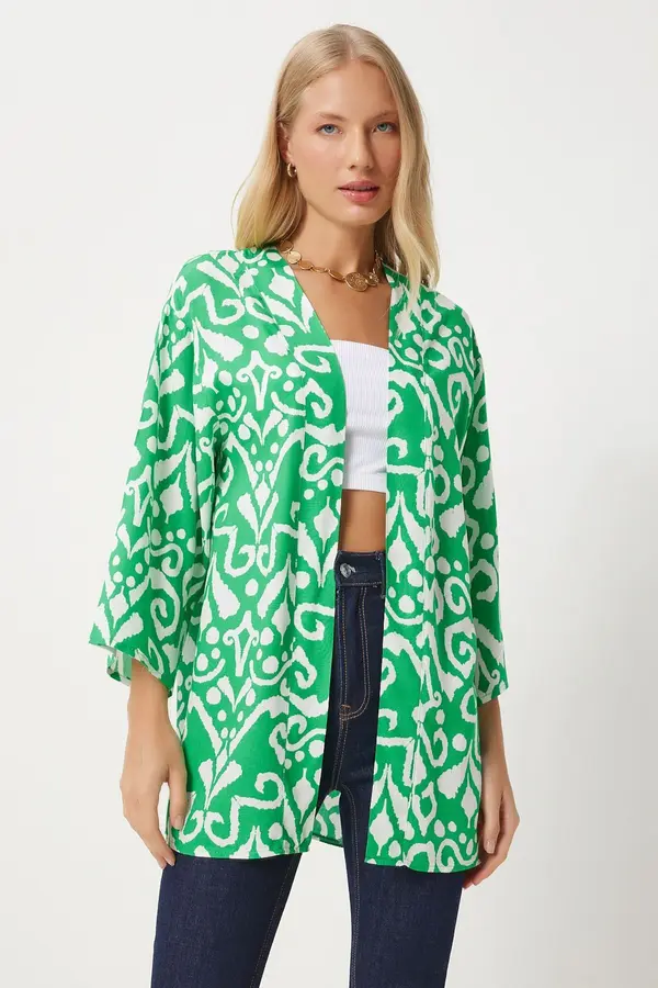 Happiness İstanbul Happiness İstanbul Kimono  ecru/prljavo bijela / zelena