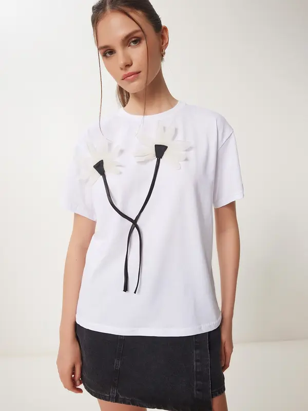 Happiness İstanbul Happiness İstanbul Majica  crna / bijela
