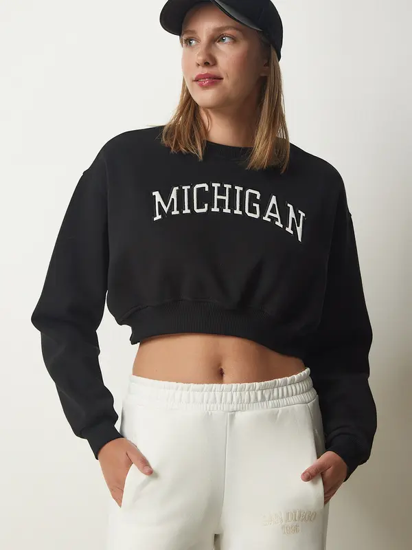 Happiness İstanbul Happiness İstanbul Sweater majica  crna / bijela